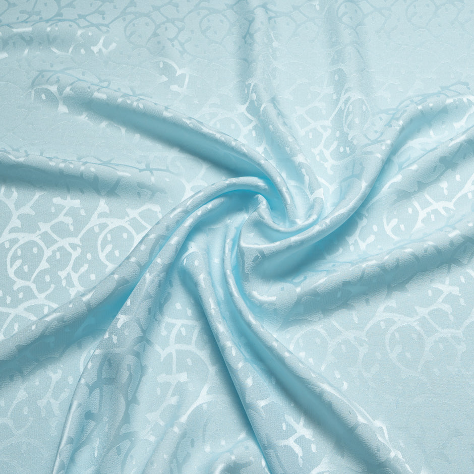 Pale Blue Abstract Jacquard Pure Silk
