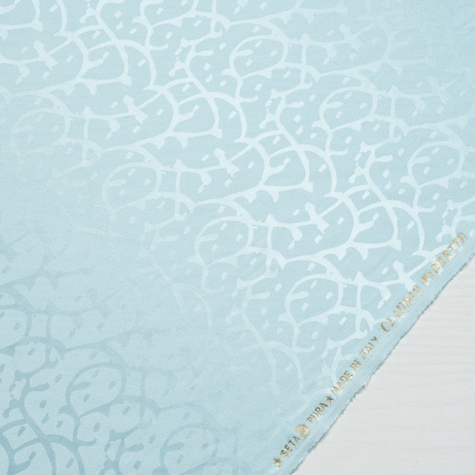 Pale Blue Abstract Jacquard Pure Silk