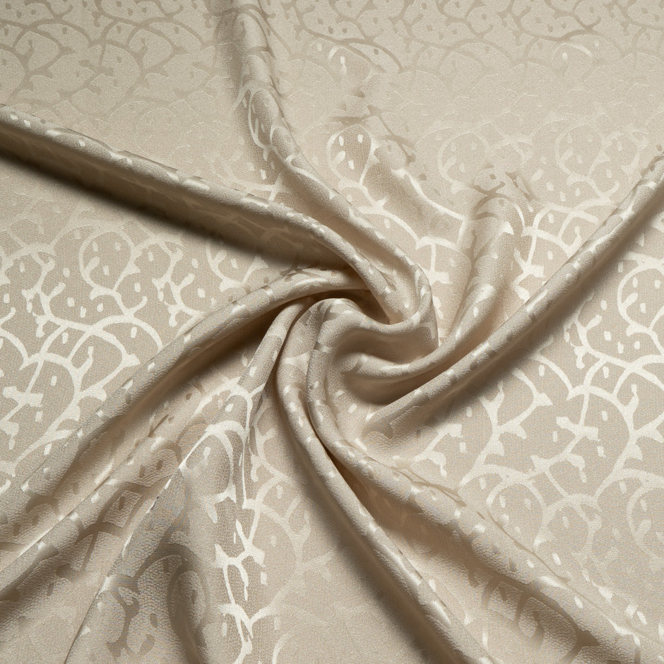 Champagne Beige Abstract Jacquard Pure Silk