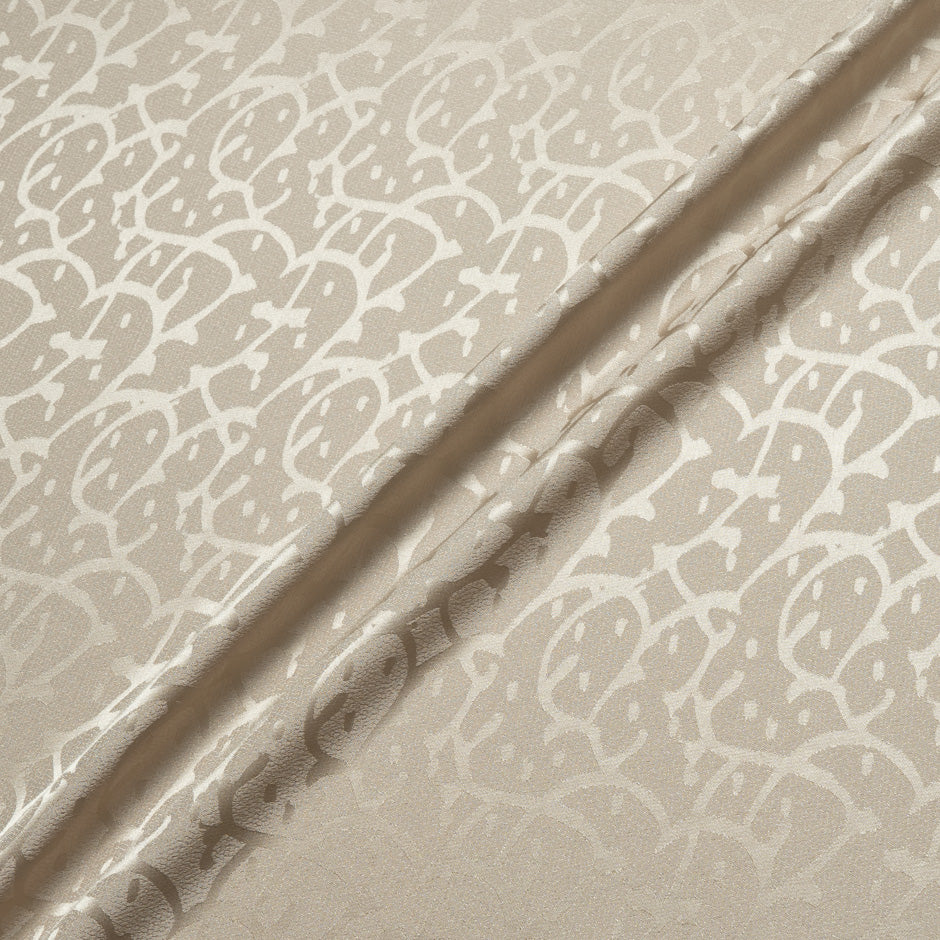 Champagne Beige Abstract Jacquard Pure Silk