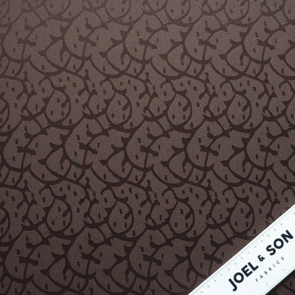 Chocolate Brown Abstract Jacquard Pure Silk