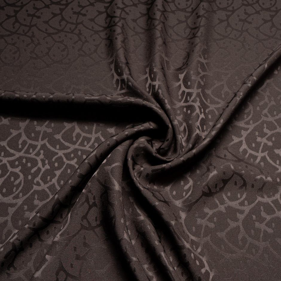 Chocolate Brown Abstract Jacquard Pure Silk