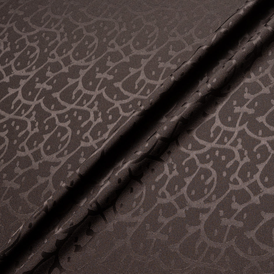 Chocolate Brown Abstract Jacquard Pure Silk