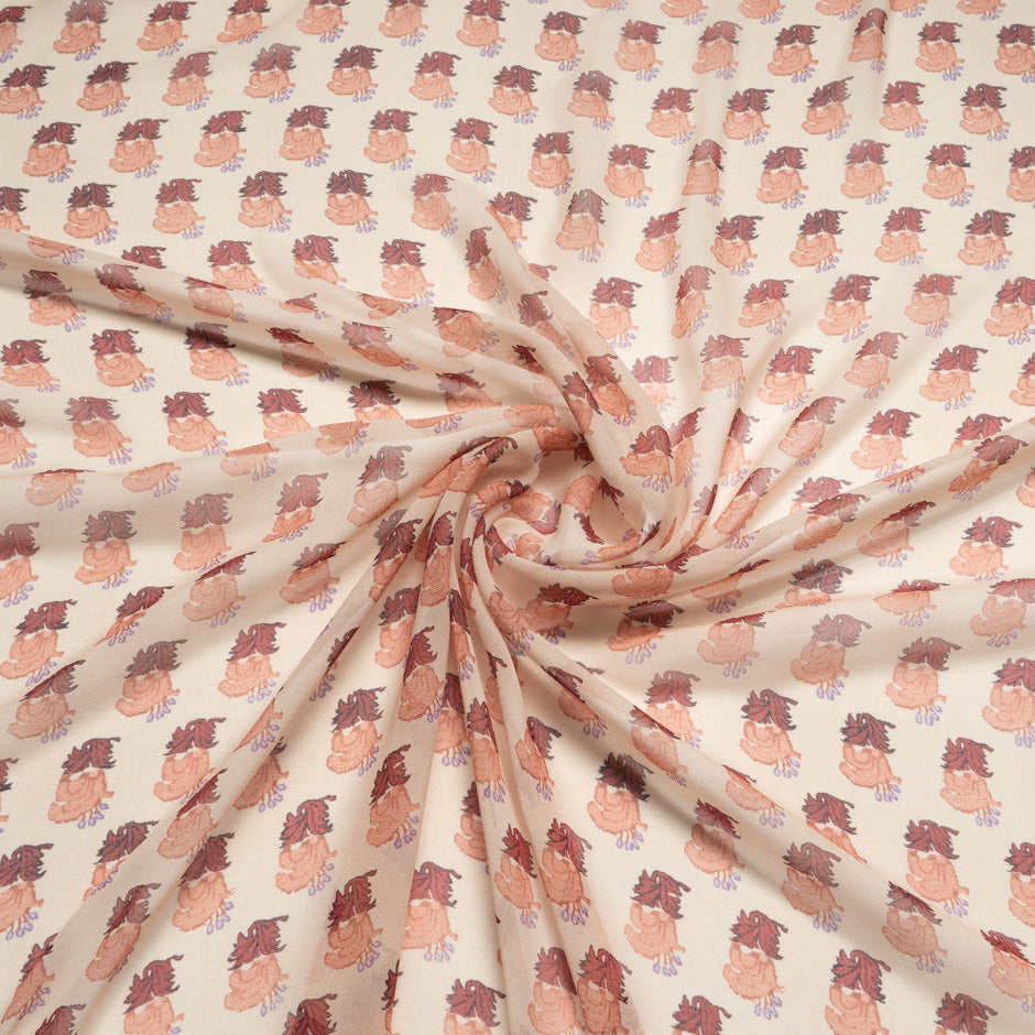 Geometric Printed Peach Silk Georgette