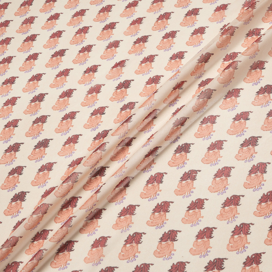 Geometric Printed Peach Silk Georgette