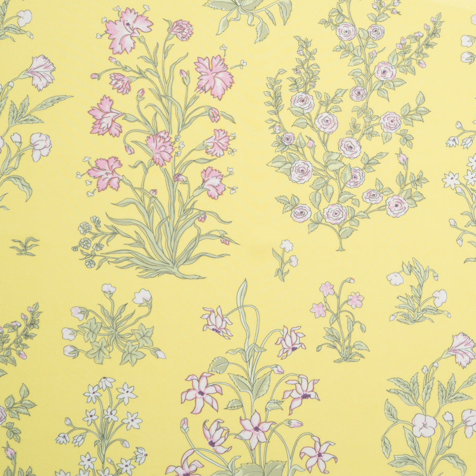 Pink Floral Printed Yellow Pure Silk Georgette