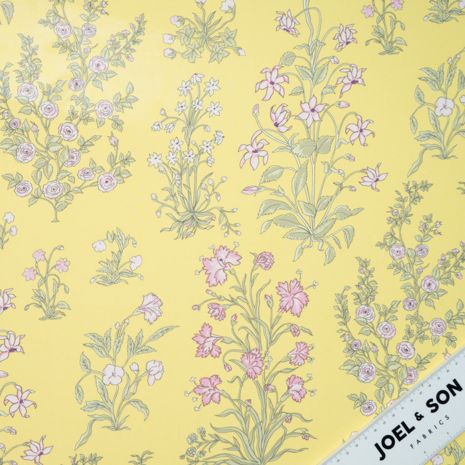 Pink Floral Printed Yellow Pure Silk Georgette