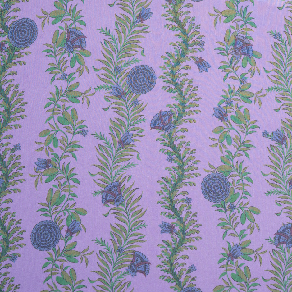 Blue Floral Printed Soft Purple Silk Georgette