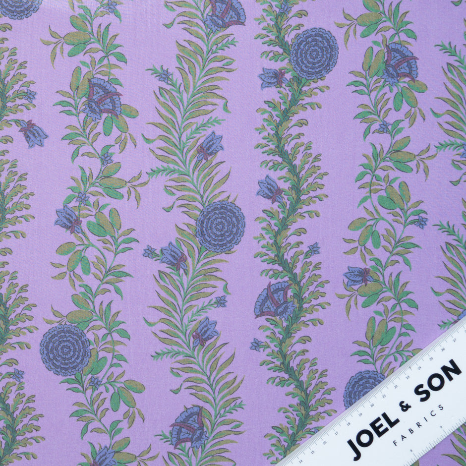 Blue Floral Printed Soft Purple Silk Georgette