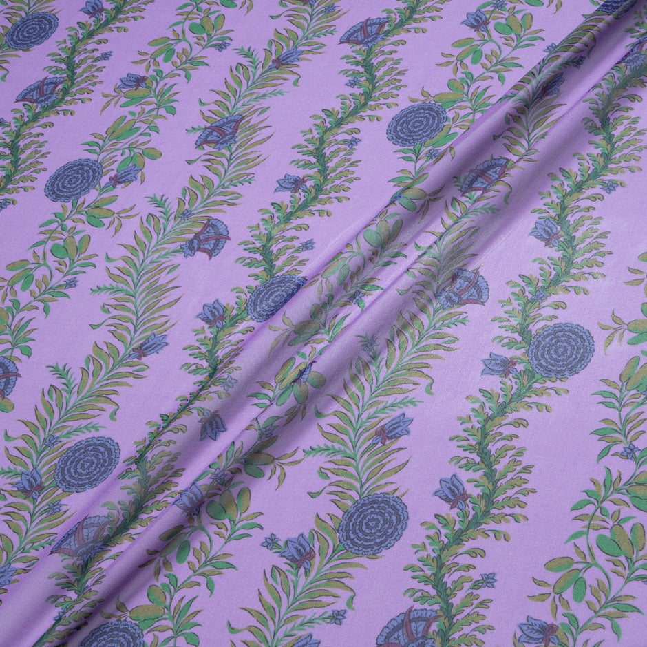 Blue Floral Printed Soft Purple Silk Georgette