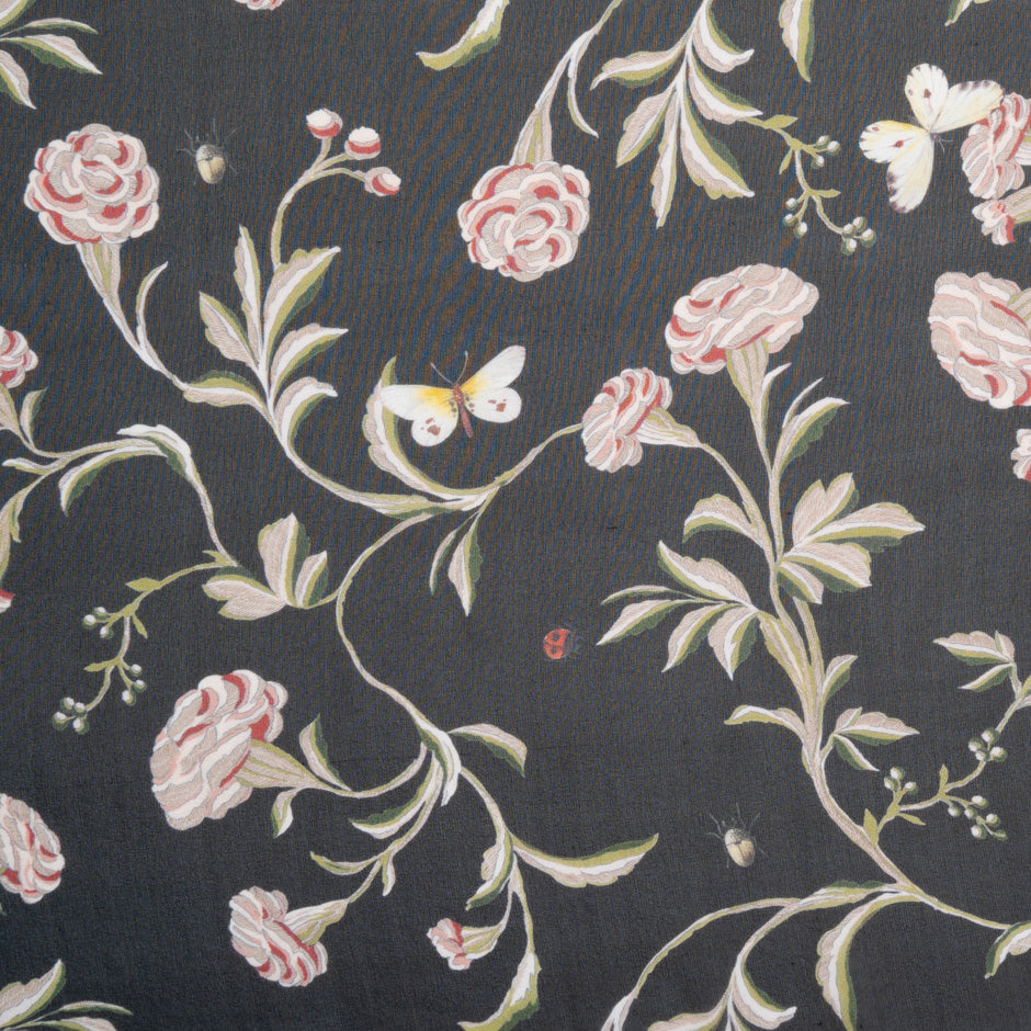 Floral Printed Black Silk Georgette