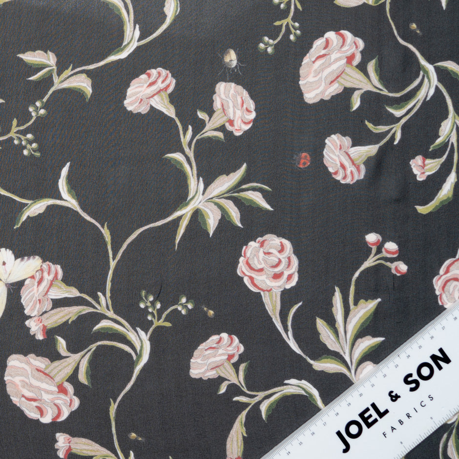 Floral Printed Black Silk Georgette