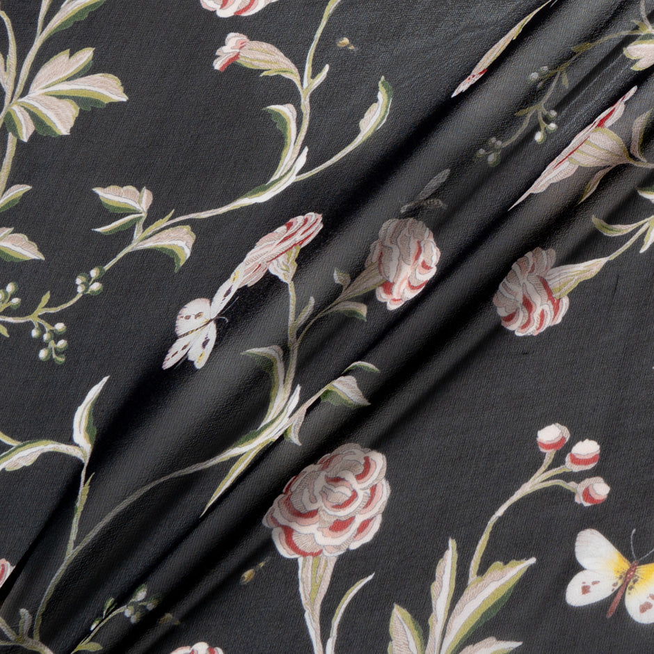 Floral Printed Black Silk Georgette