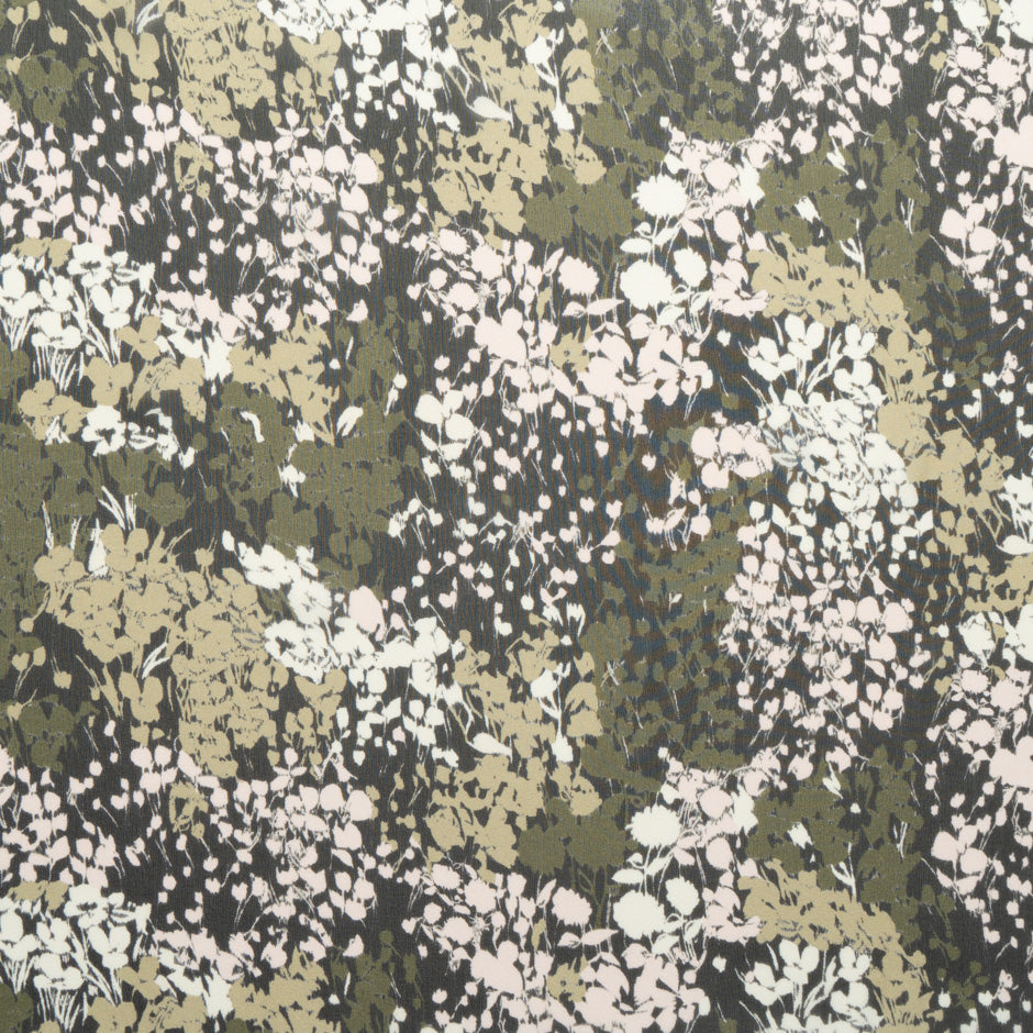 Green Abstract Floral Printed Silk Georgette