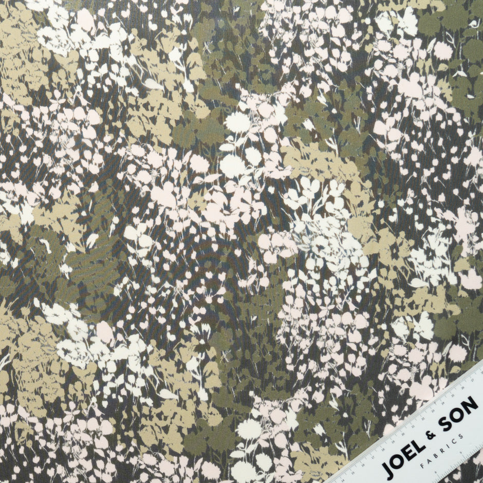 Green Abstract Floral Printed Silk Georgette