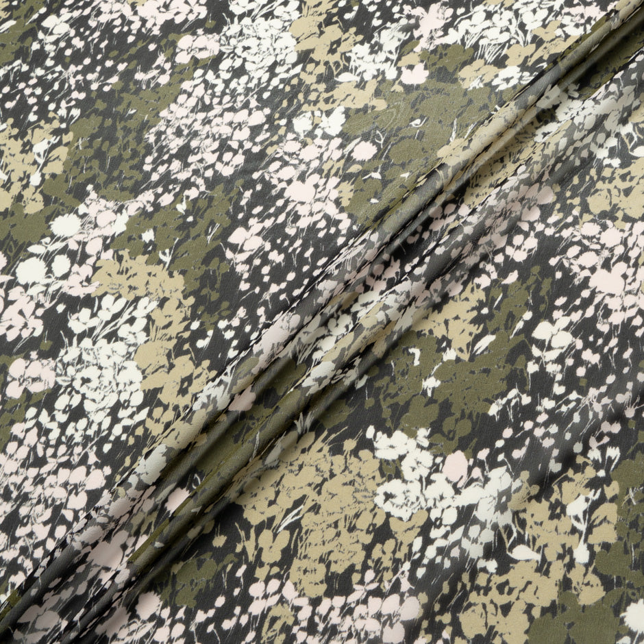 Green Abstract Floral Printed Silk Georgette