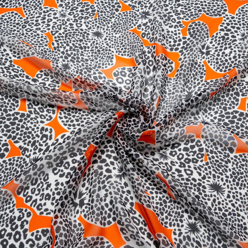 Orange/Monochrome Printed Silk Georgette