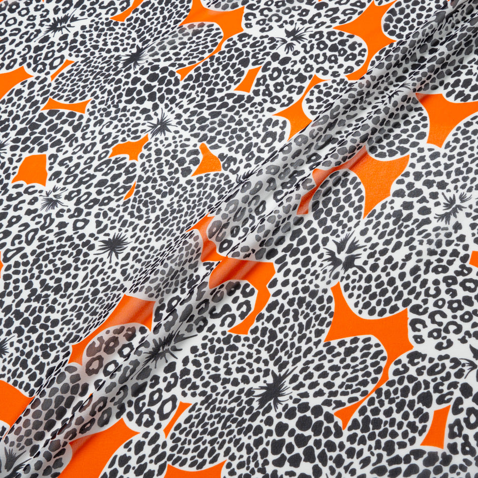 Orange/Monochrome Printed Silk Georgette