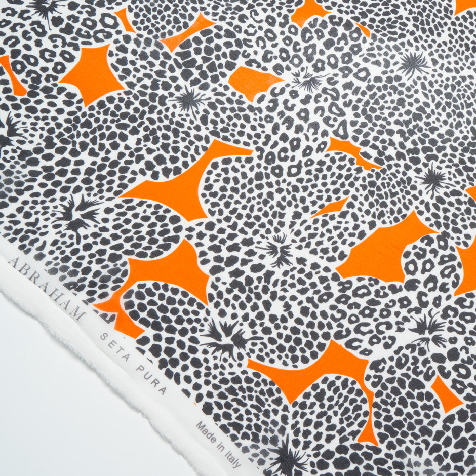 Orange/Monochrome Printed Silk Georgette