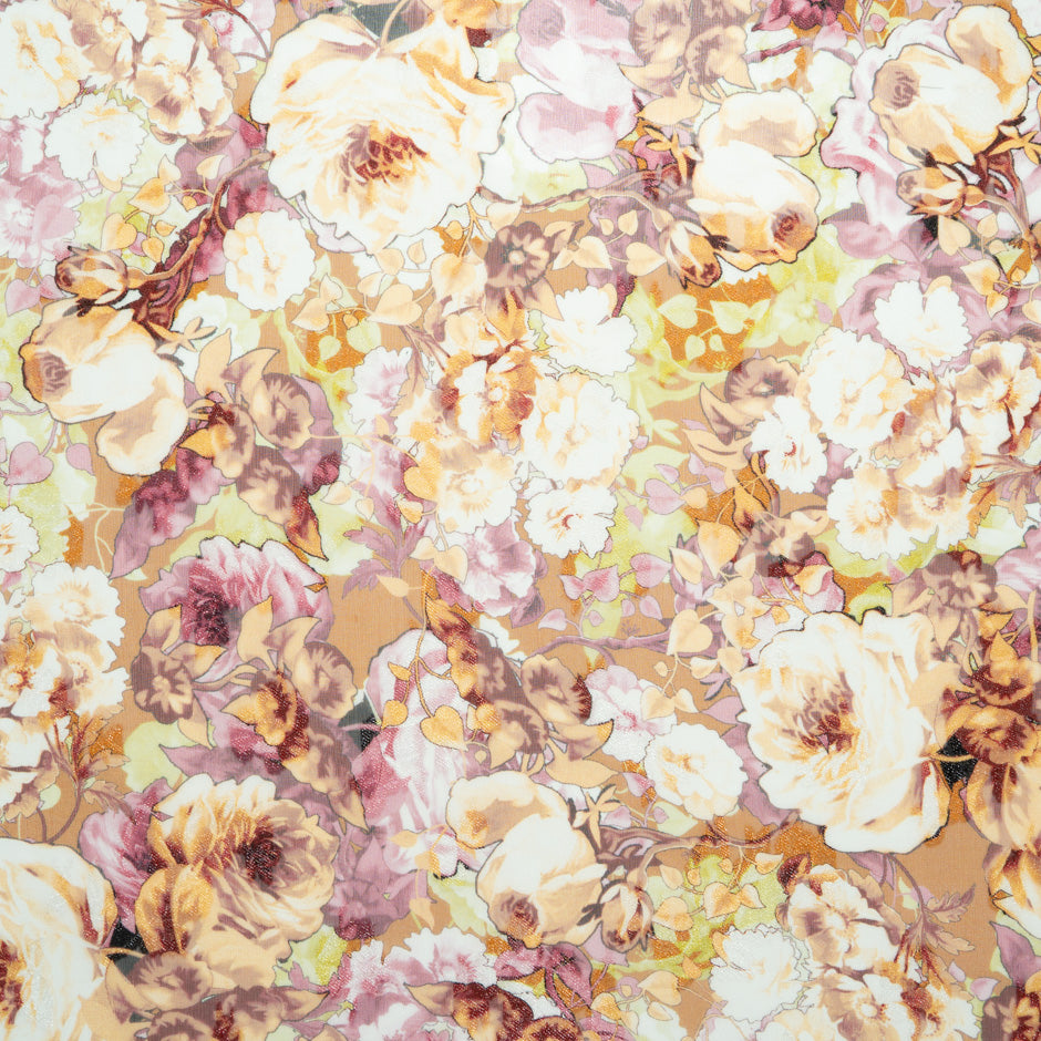 Orange & Pink Floral Printed Silk Fil Coupé Georgette