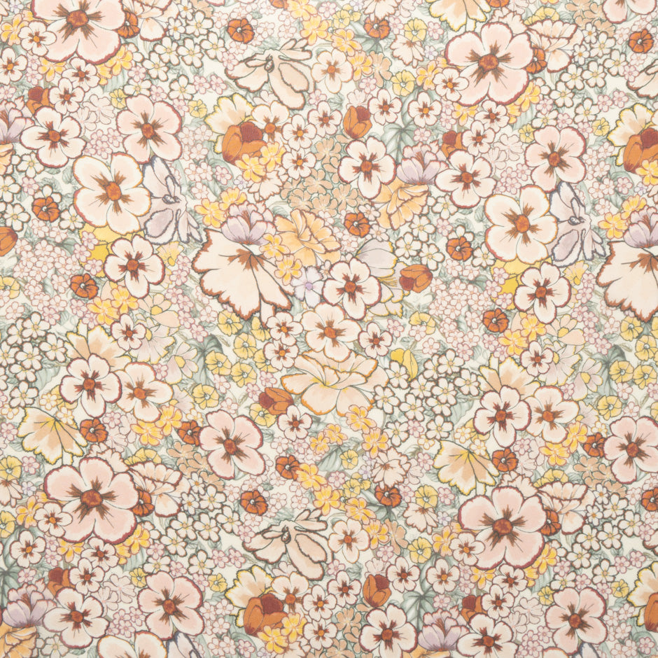 Orange & Yellow Floral Printed Silk Georgette