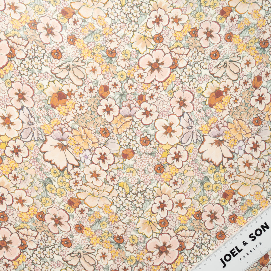 Orange & Yellow Floral Printed Silk Georgette