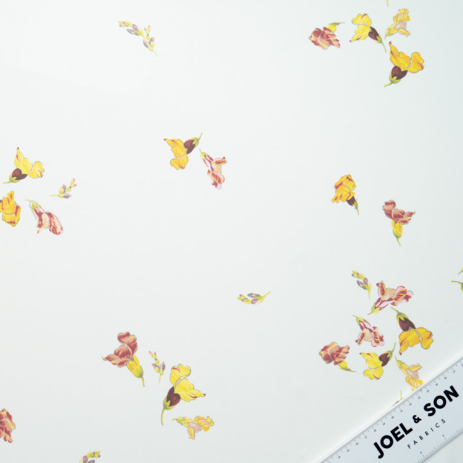 Deep Red Floral Printed Ivory Pure Silk Georgette