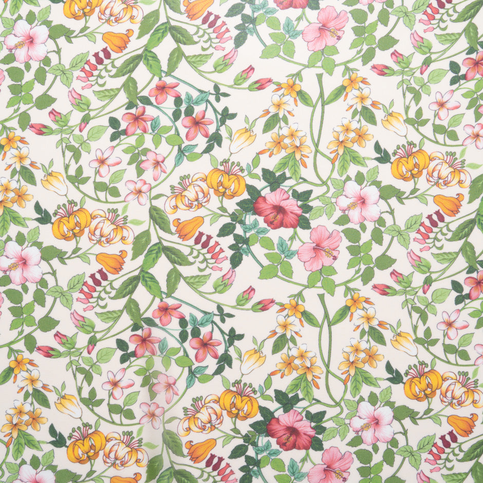 Pink & Yellow Floral Printed Pure Silk Chiffon