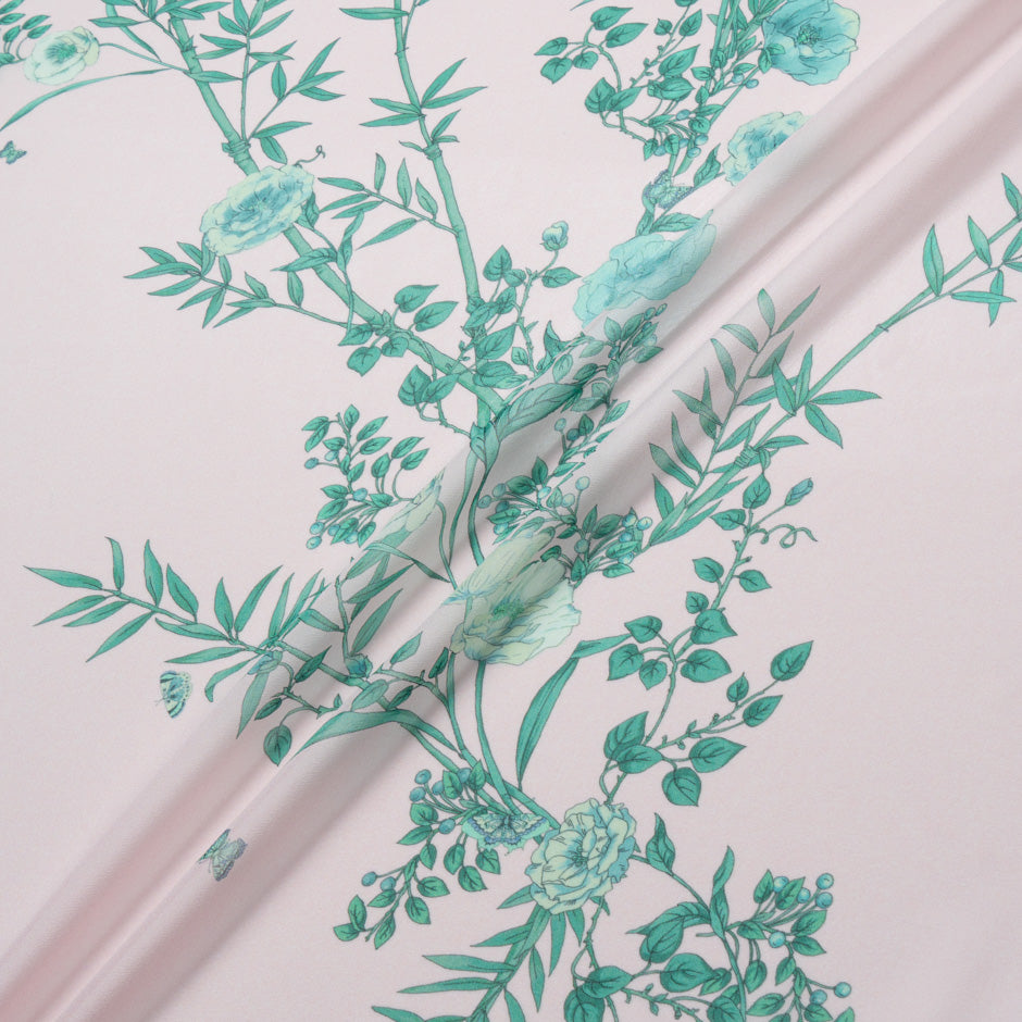 Green Floral Printed Pure Silk Georgette