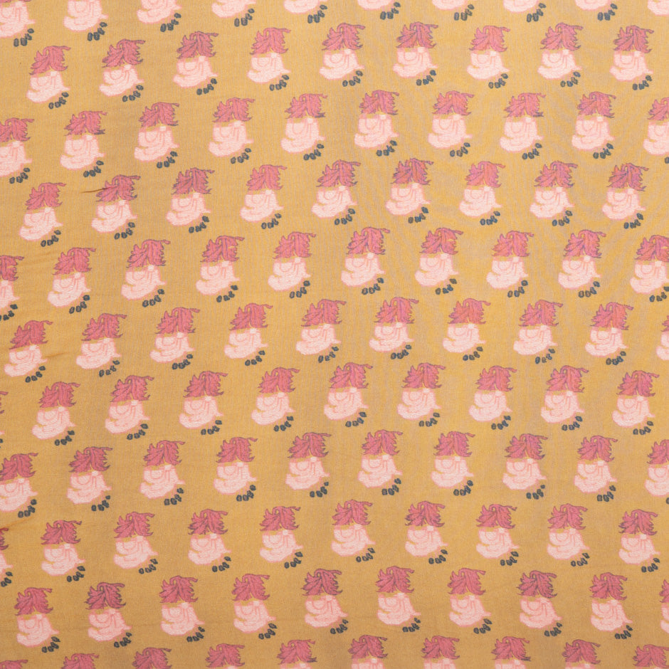 Geometric Printed Orange Silk Georgette