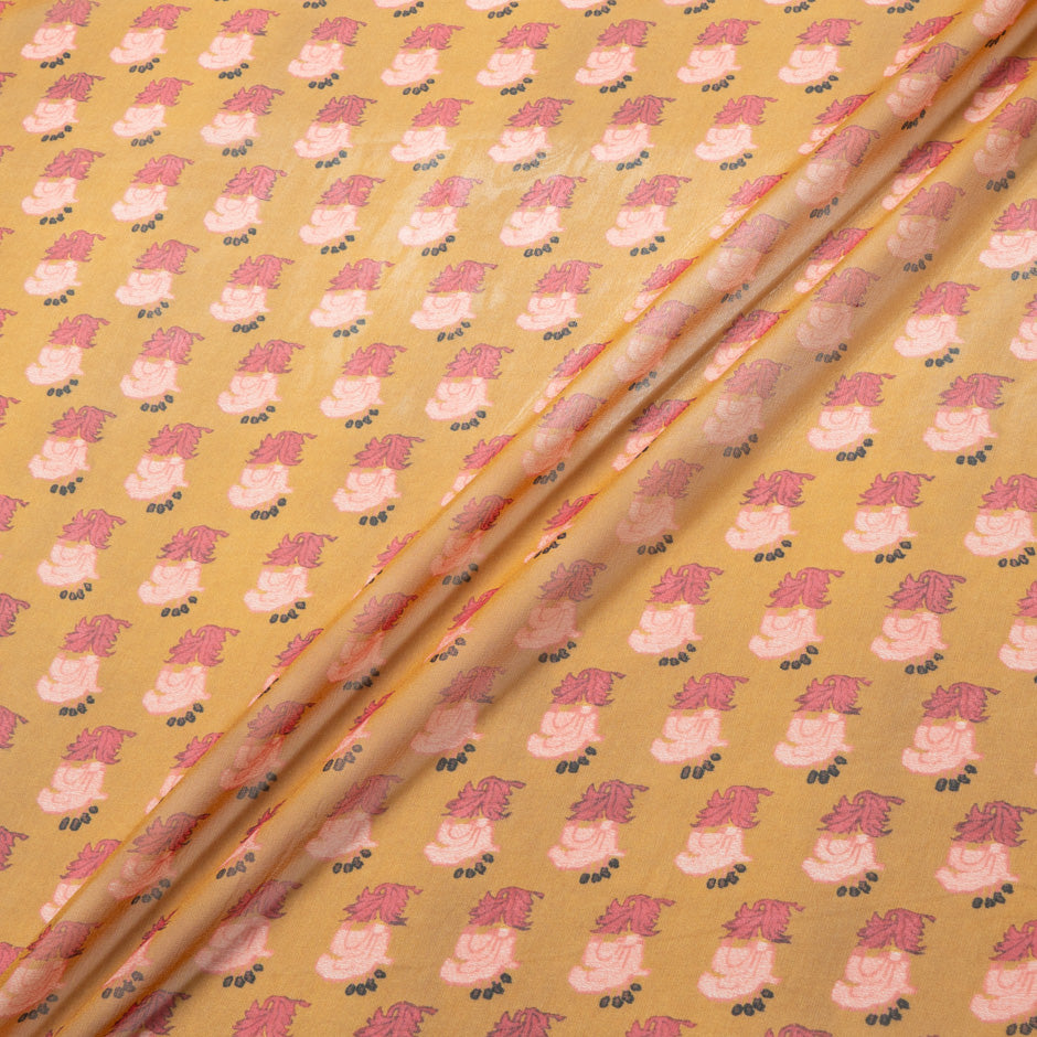 Geometric Printed Orange Silk Georgette