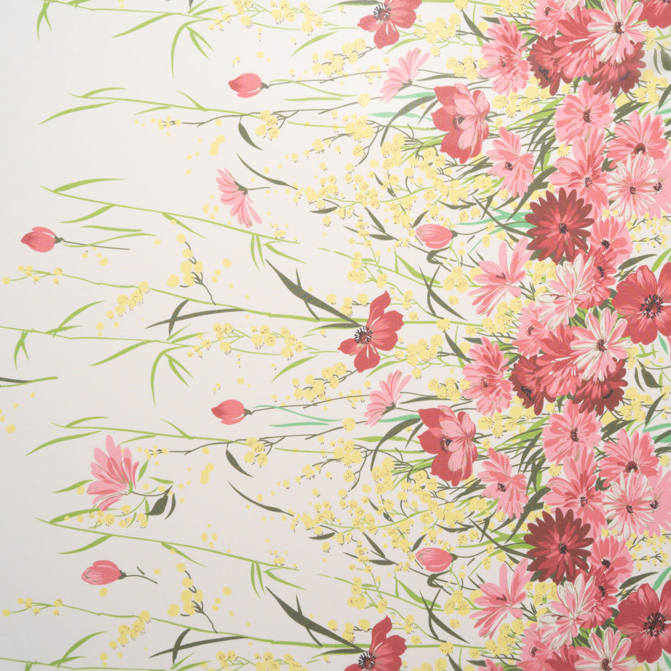 Multi Floral Printed Ivory Silk Chiffon