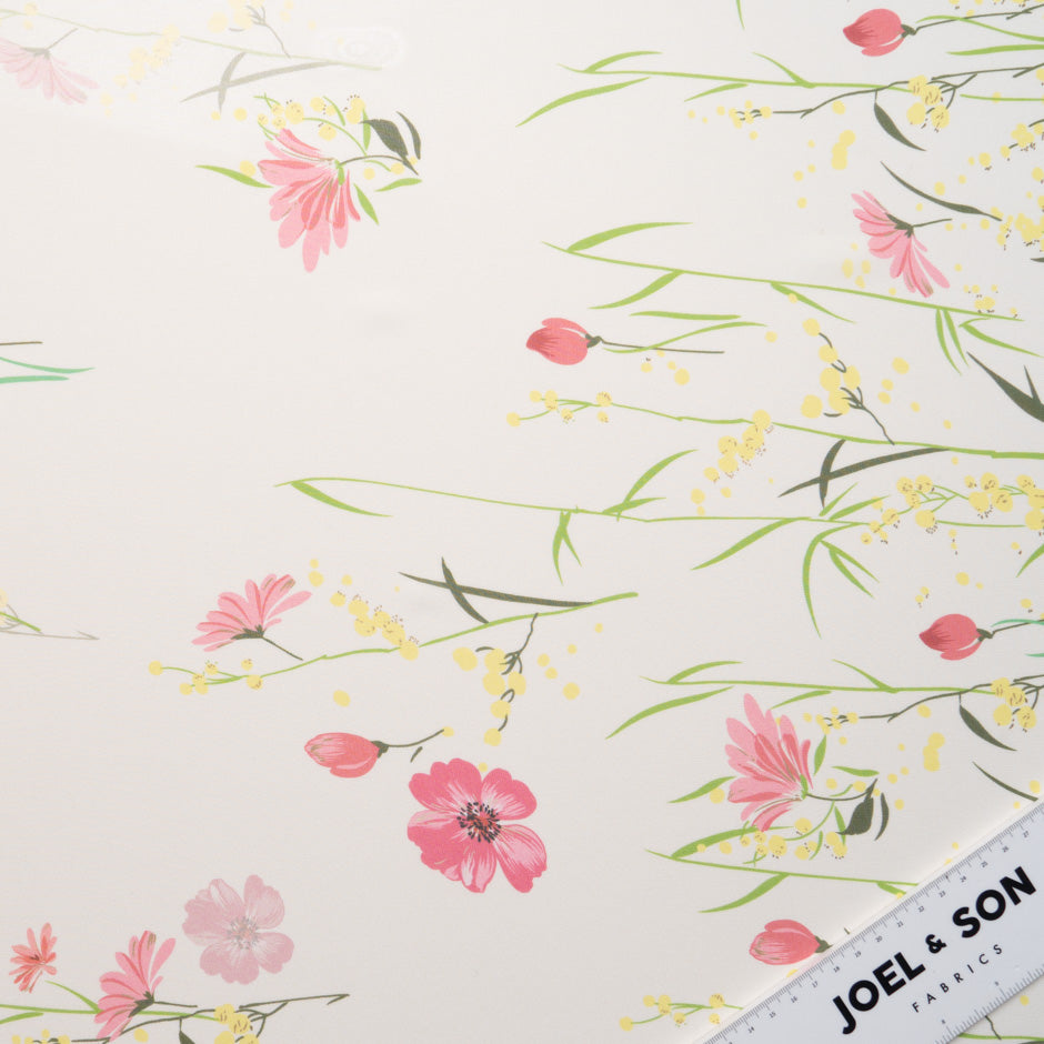 Multi Floral Printed Ivory Silk Chiffon