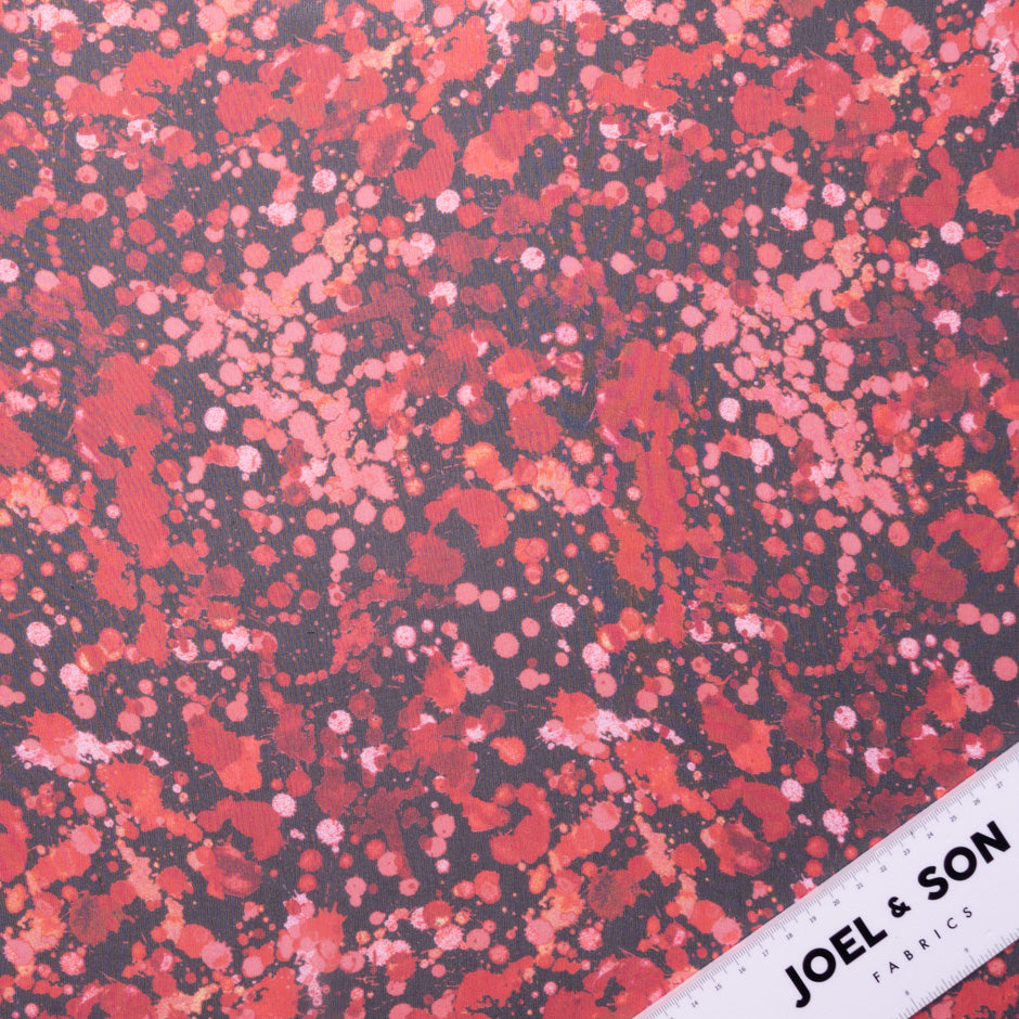 Red & Black Printed Silk Georgette