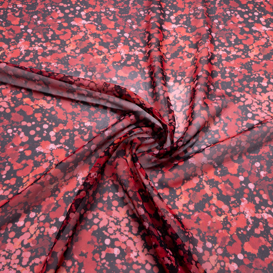 Red & Black Printed Silk Georgette