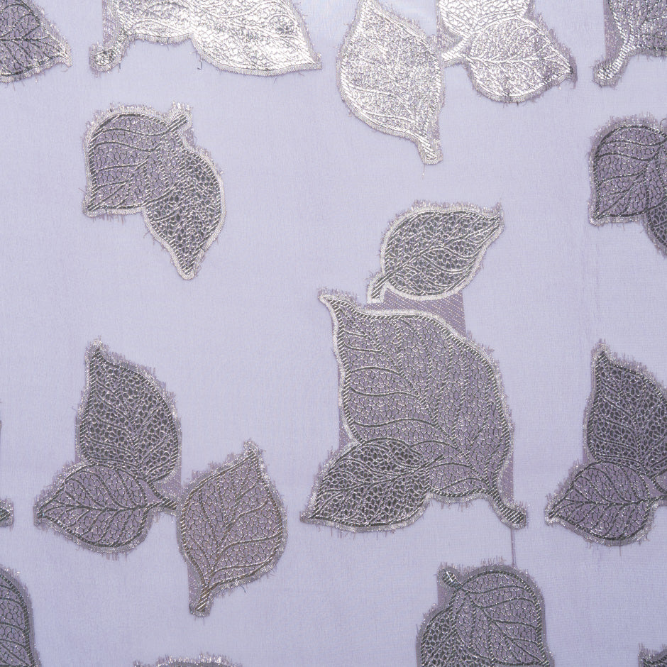 Lavender Metallic Leaf Silk Chiffon