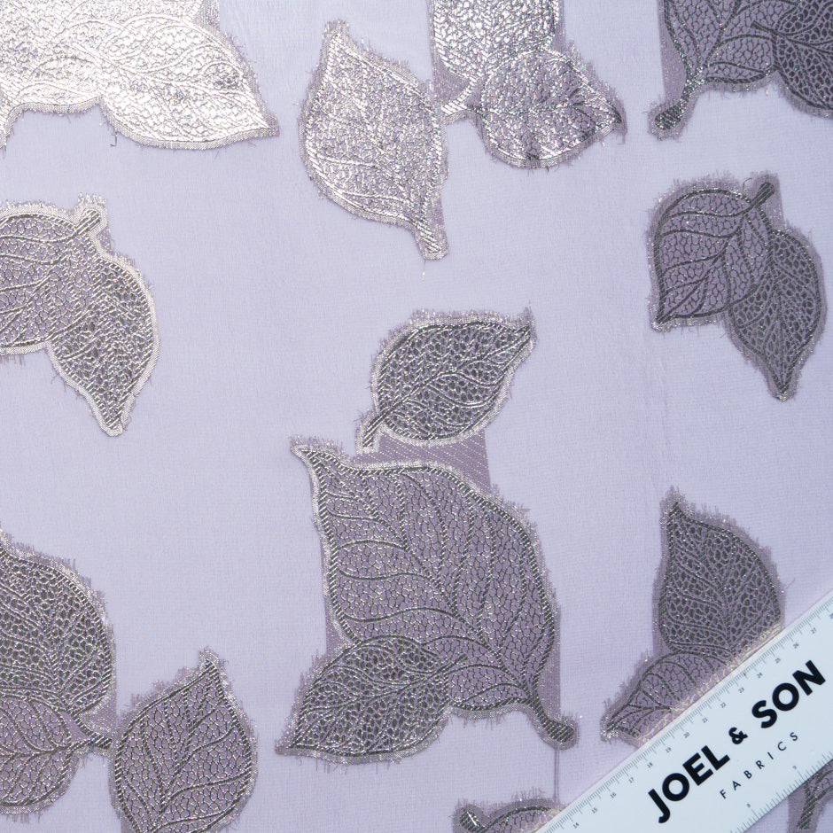 Lavender Metallic Leaf Silk Chiffon