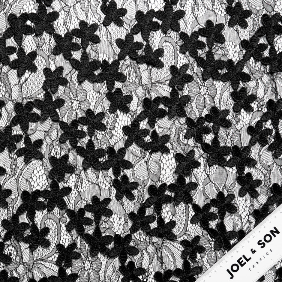 Black Floral Embroidered Lace