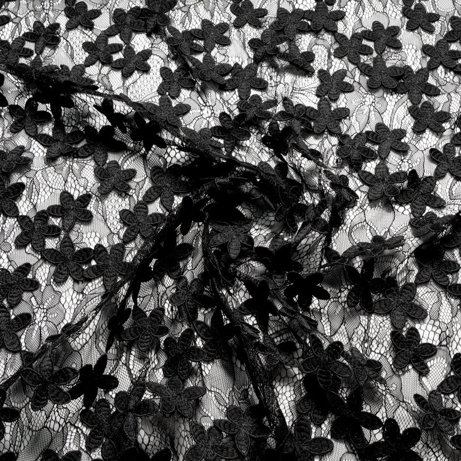 Black Floral Embroidered Lace