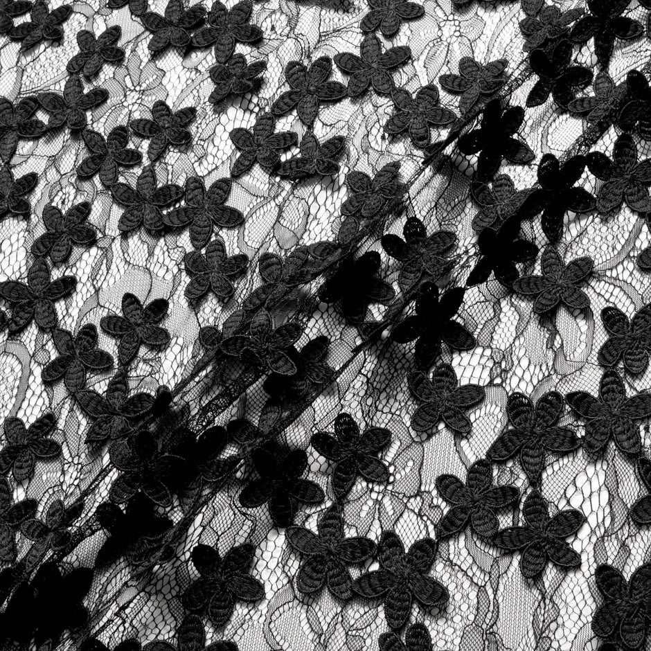 Black Floral Embroidered Lace