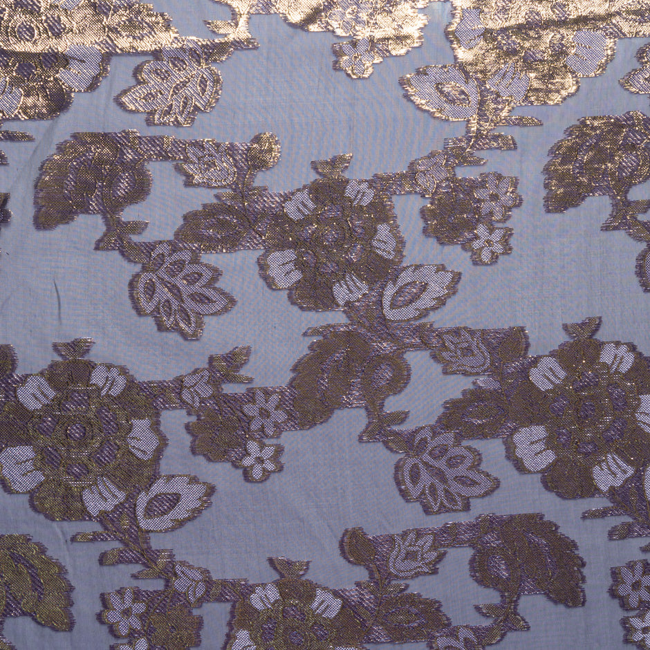 Purple Metallic Floral Silk Chiffon