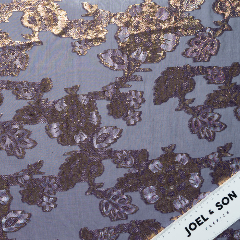 Purple Metallic Floral Silk Chiffon