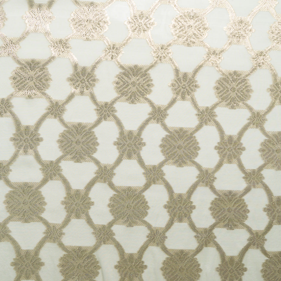 Metallic Jacquard Pale Green Silk Chiffon
