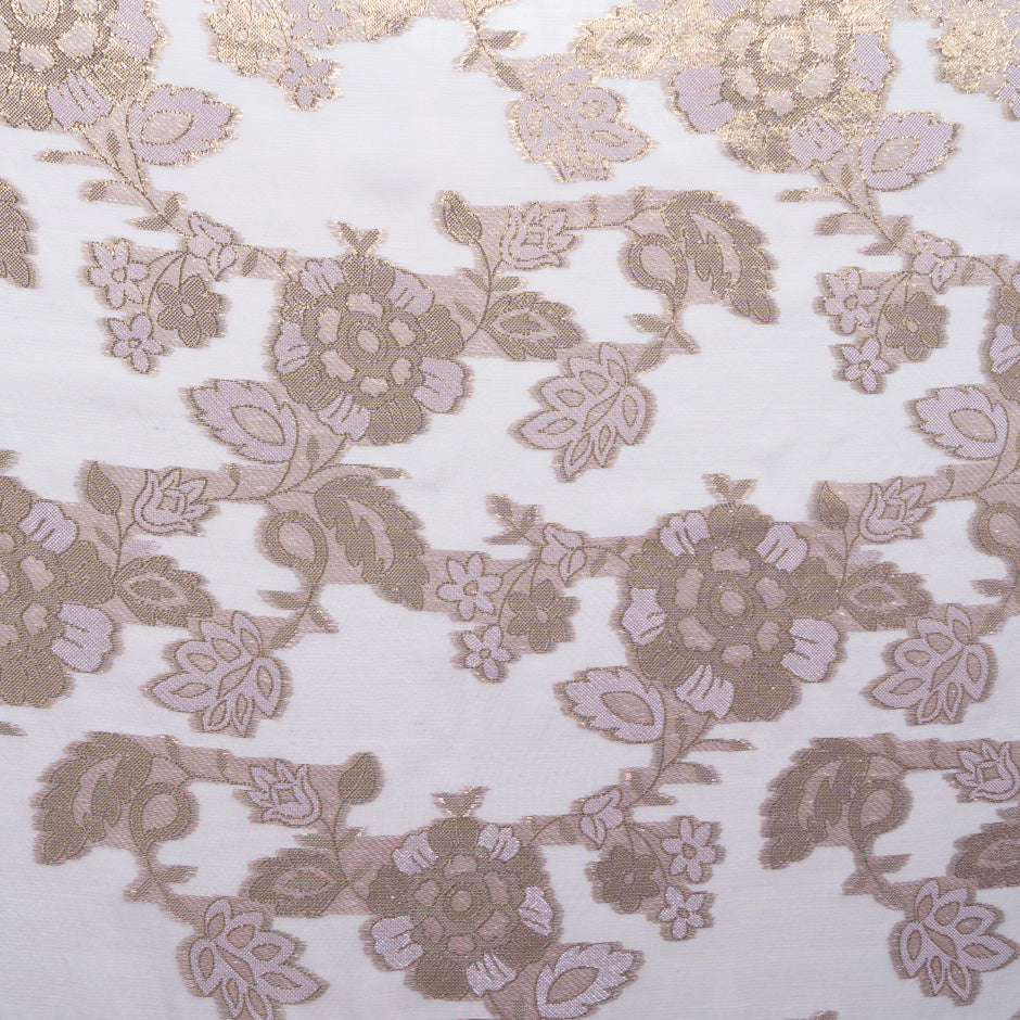 Pale Pink Metallic Floral Silk Chiffon