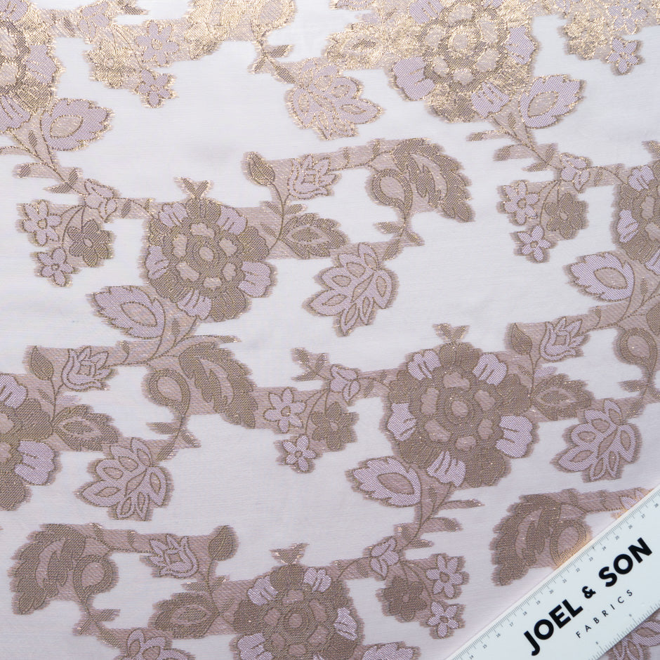 Pale Pink Metallic Floral Silk Chiffon