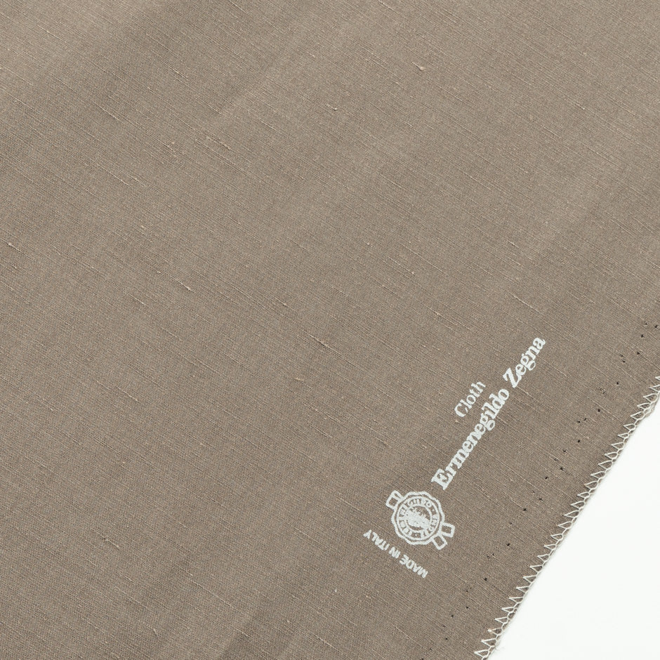 Plain Brown Shantung Linen & Silk Zegna Suiting
