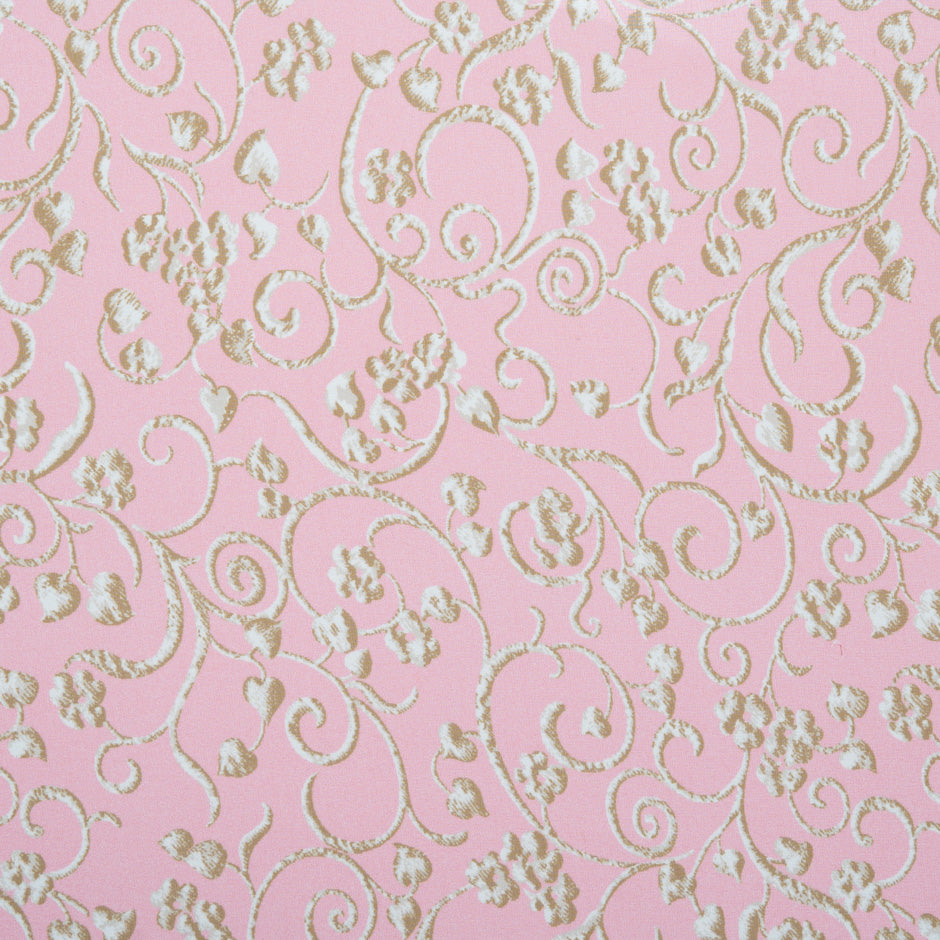 Baroque Printed Rose Pink Silk Georgette