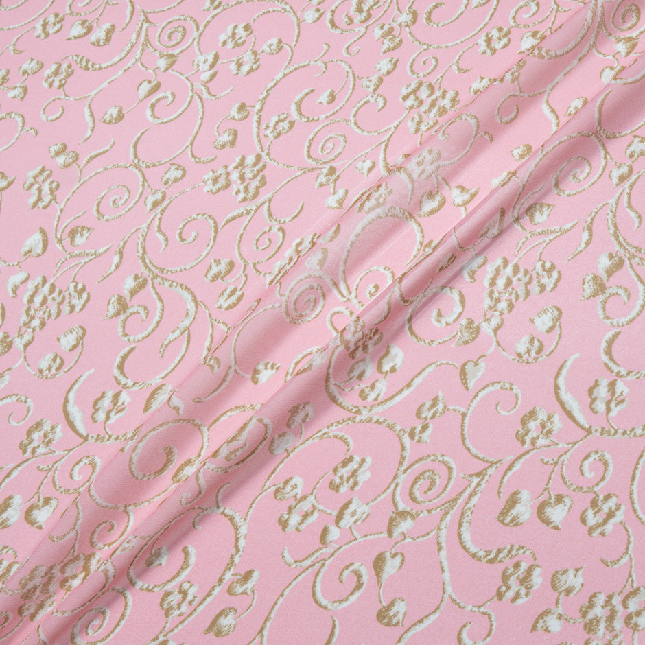 Baroque Printed Rose Pink Silk Georgette