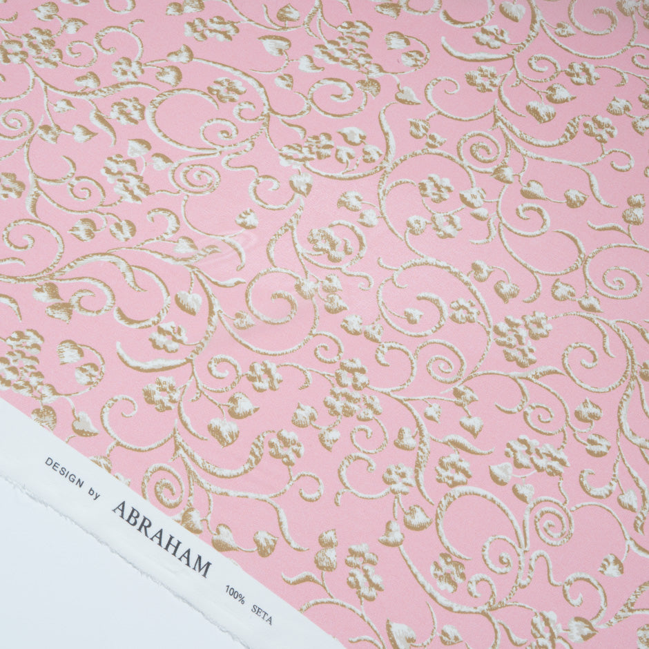 Baroque Printed Rose Pink Silk Georgette