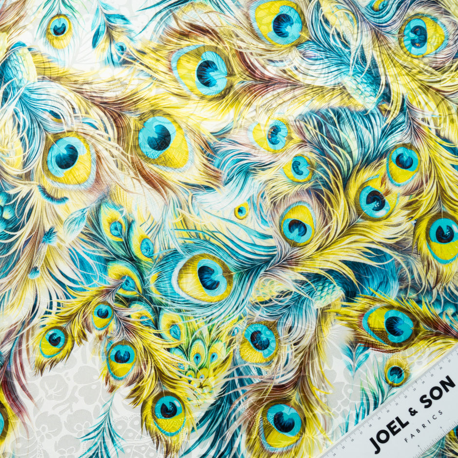 Peacock Feather Printed Silk Jacquard